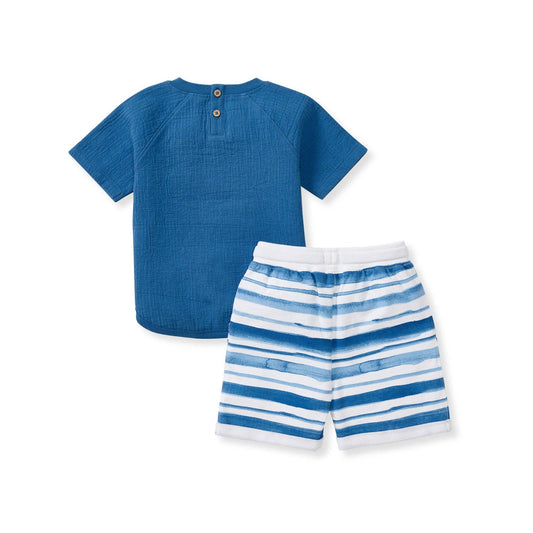Luke Watercolors Santorini Blue Stripes Short Set