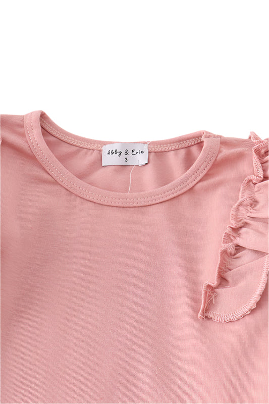 Pink Floral Ruffle Skort Set