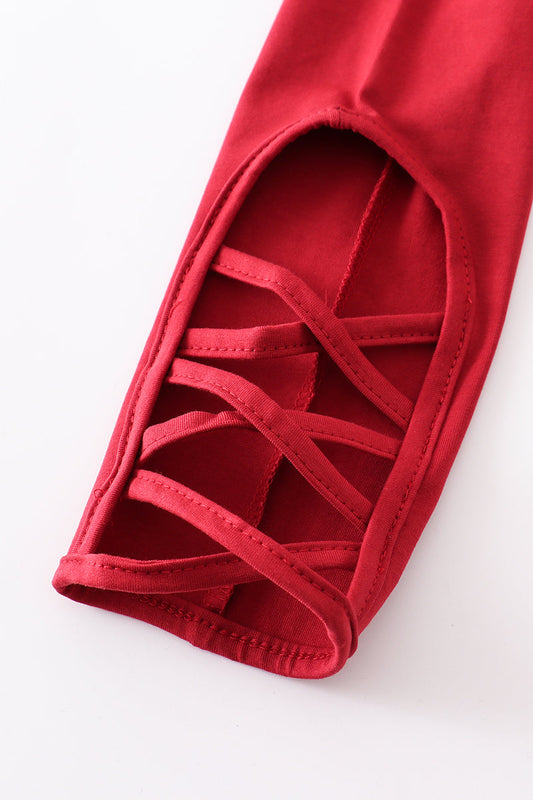 Red Hollow Out Leggings