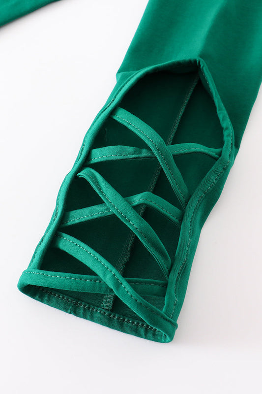 Green Hollow Out Leggings
