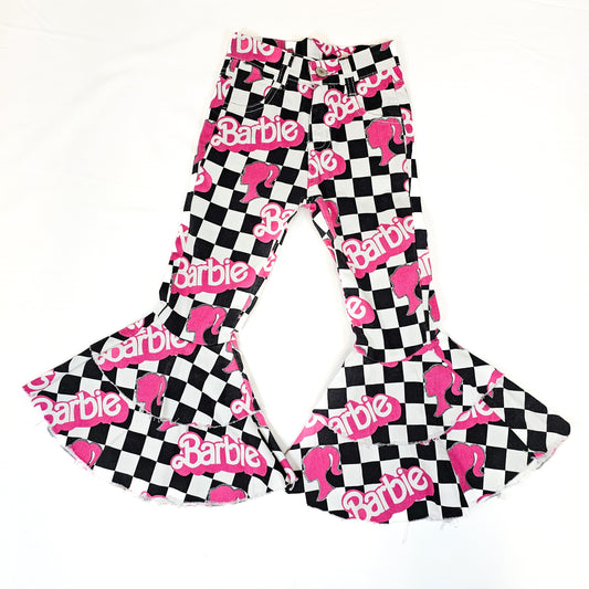Barbara Checkered Bell Bottom Jeans