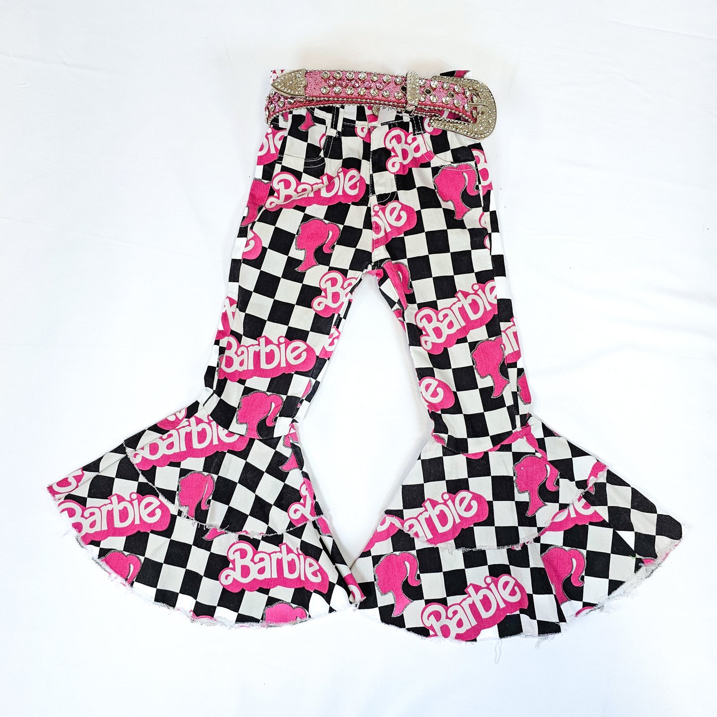 Barbara Checkered Bell Bottom Jeans