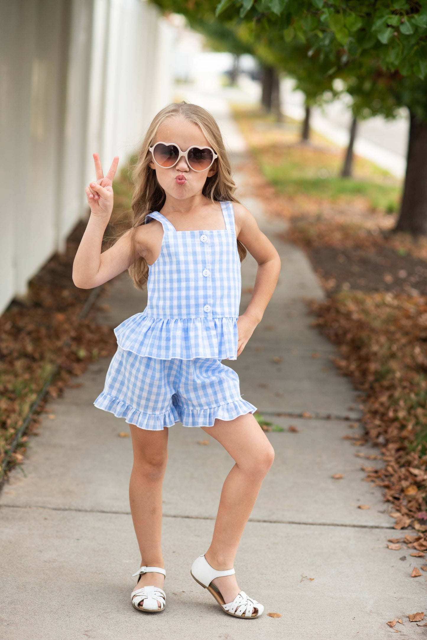Riley Blue Check Gingham Short Set