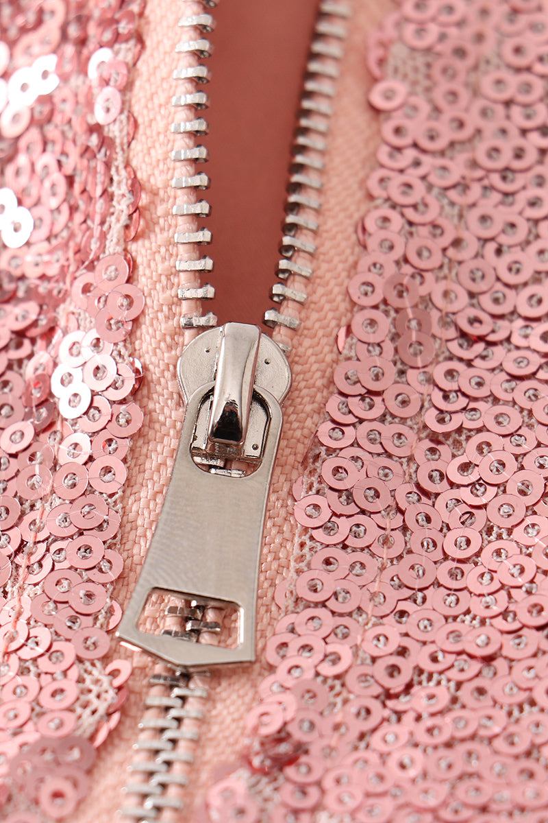 Pink Sequin Bomber Jacket