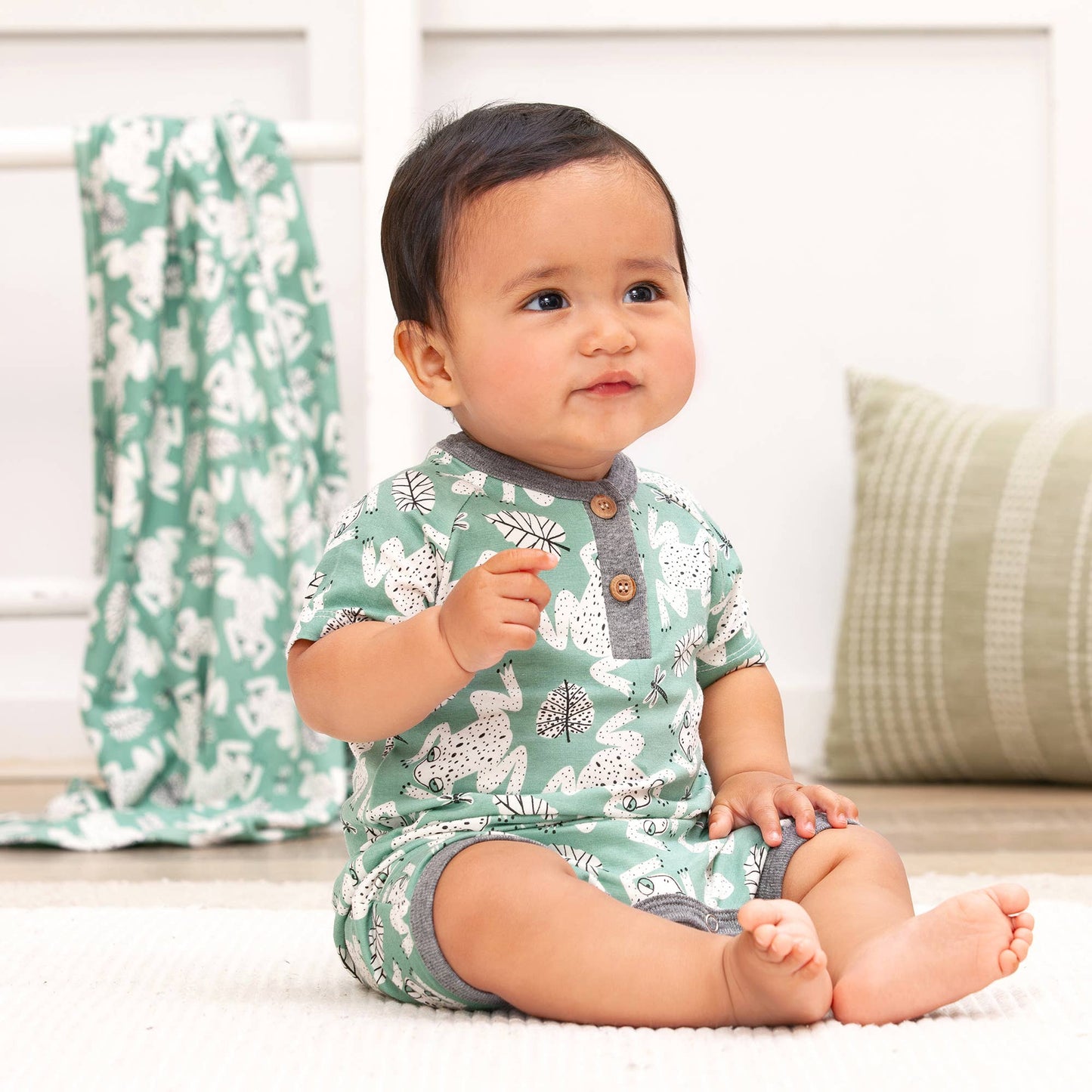 Ryan Leapfrog Bamboo Henley Shortie Romper