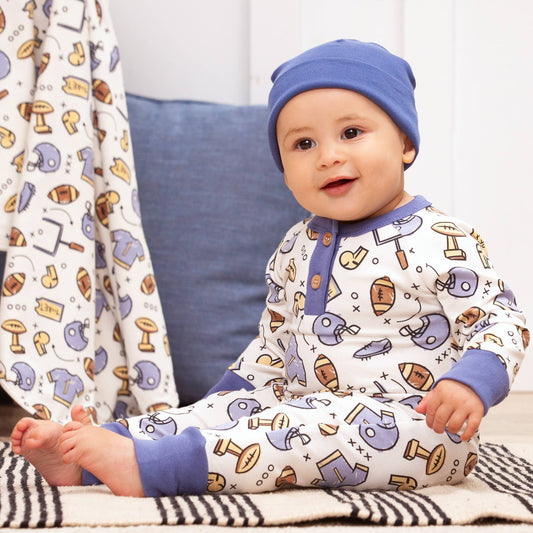 Waylon Touchdown Bamboo Henley Football Romper
