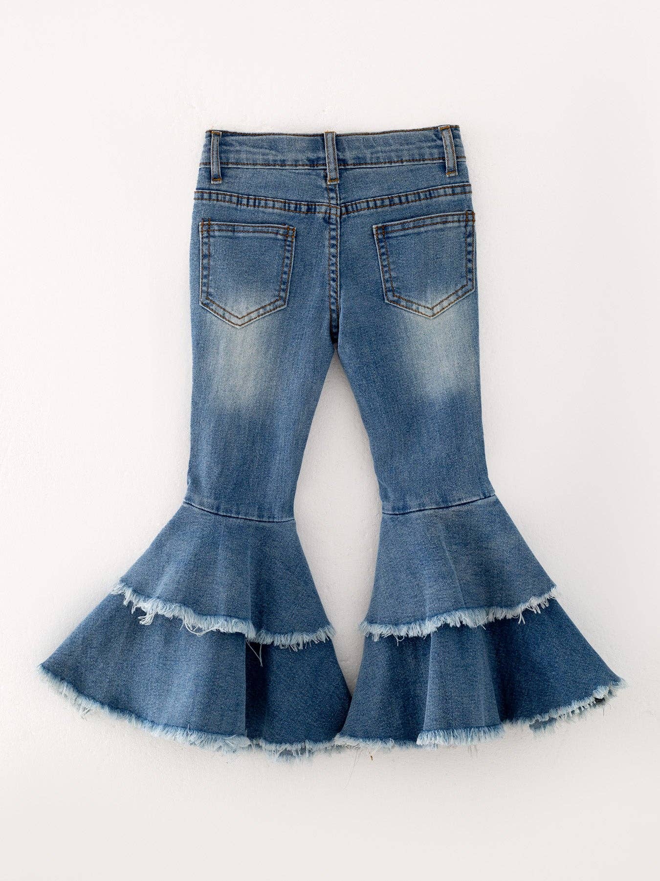 Chloe Medium Wash Double Layer Bell-bottoms Denim Jeans