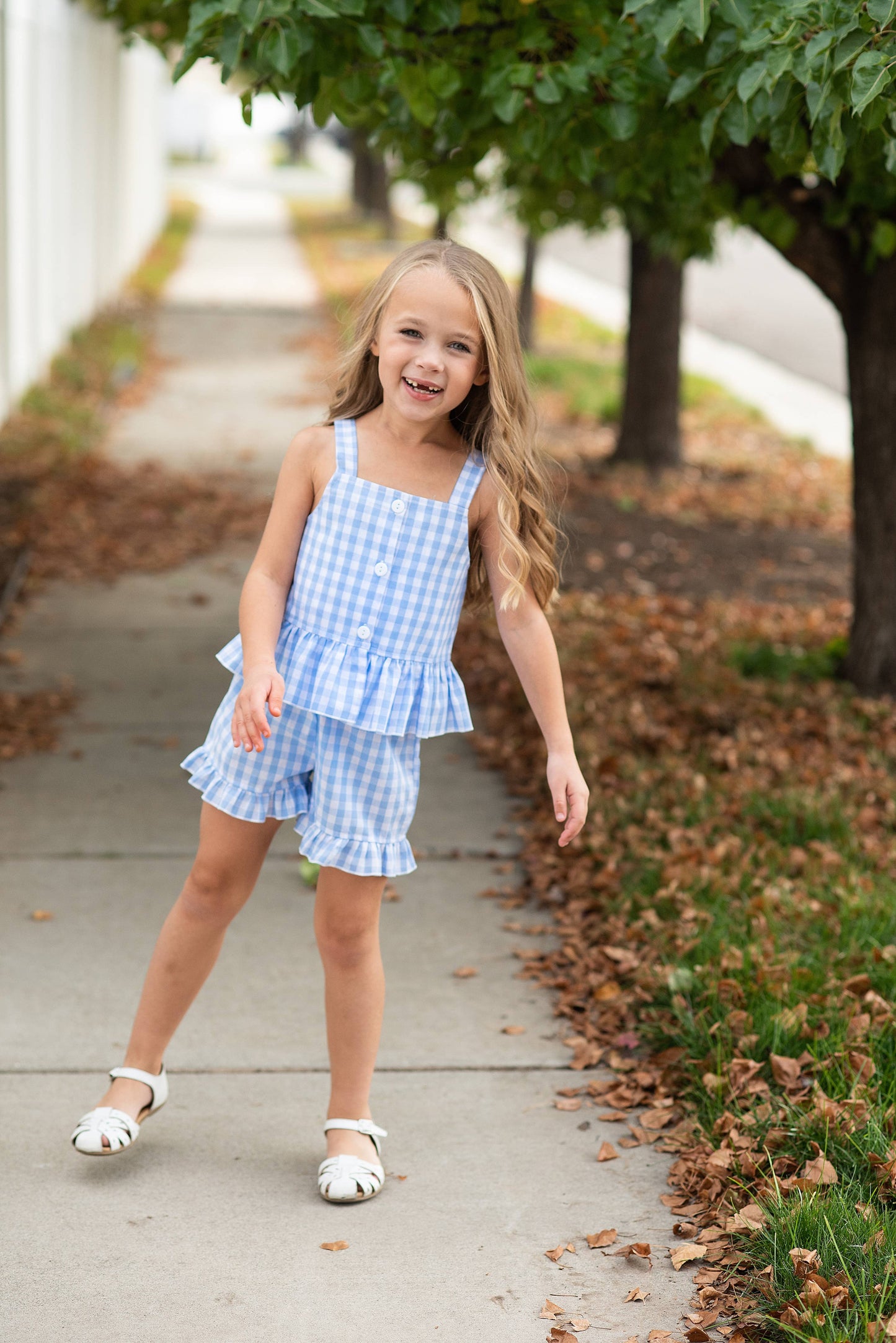 Riley Blue Check Gingham Short Set