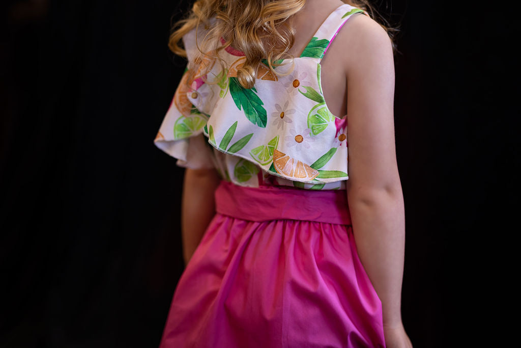Pomegranate Lime Fold Over Skirt Set