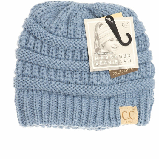 Kids Solid Classic CC Beanie Pony Tail Denim