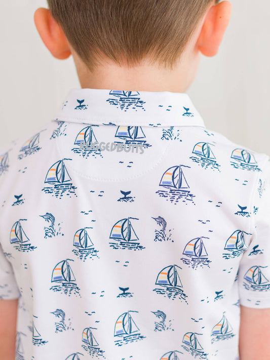 Elias Boys Sailing the Seas Knit Short Sleeve Performance Polo