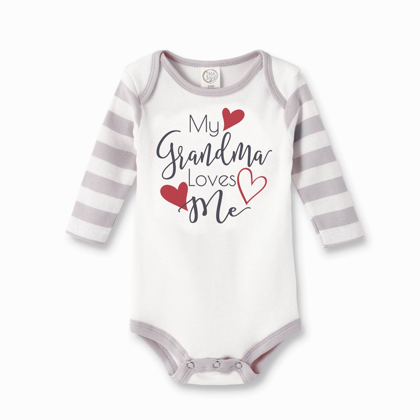 My Grandma Loves Me Cotton Grey Stripe Romper