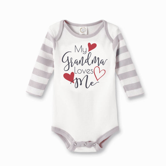My Grandma Loves Me Cotton Grey Stripe Romper