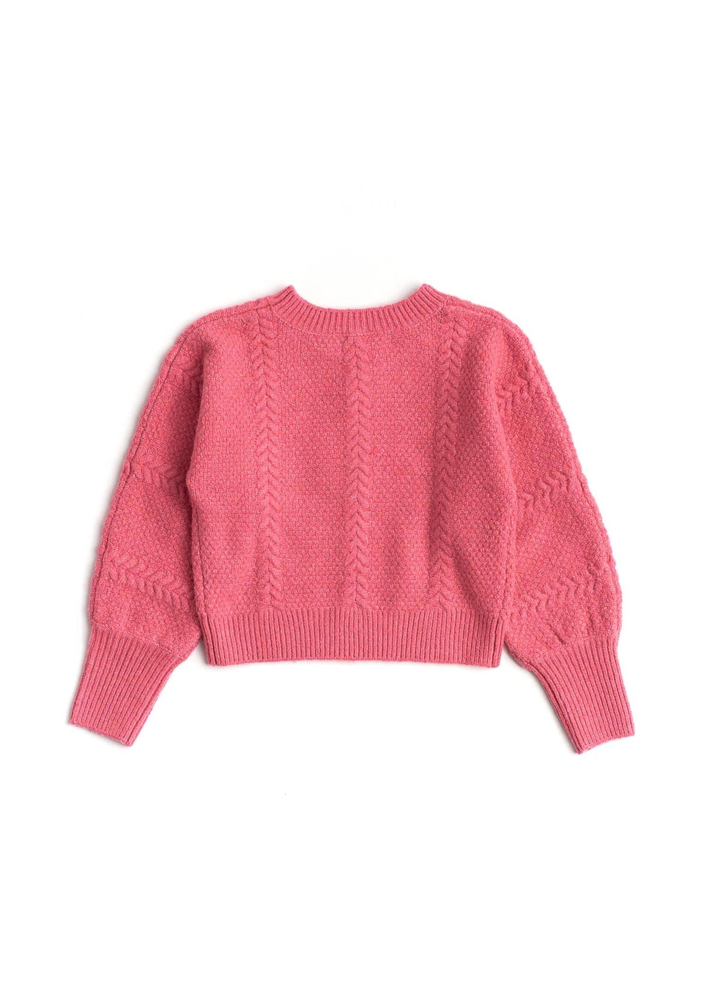back of Pink sweater on a white background