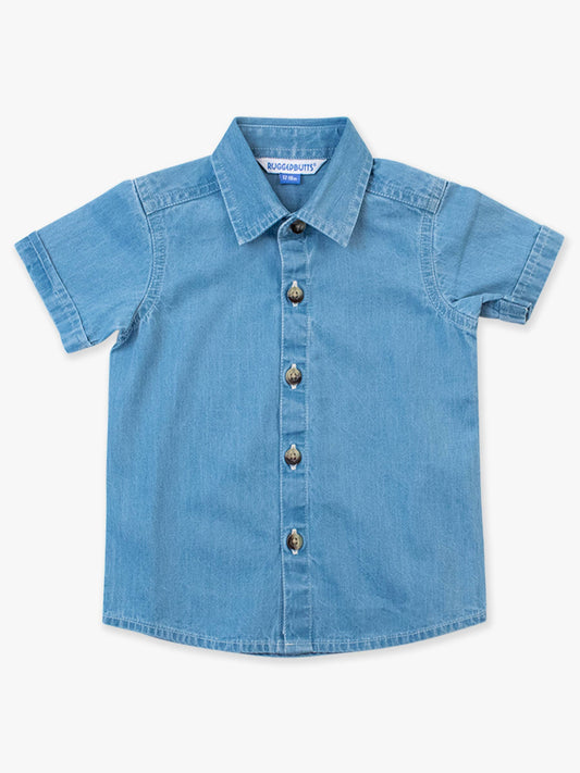 Sebastian Light Wash Denim Short Sleeve Button Down Shirt