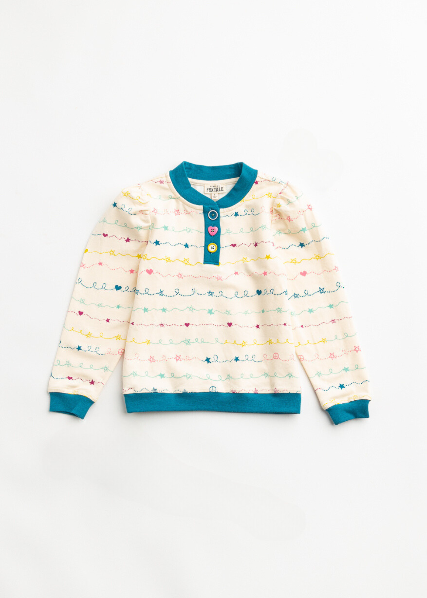 Children's sweater with colorful pattern on a white background