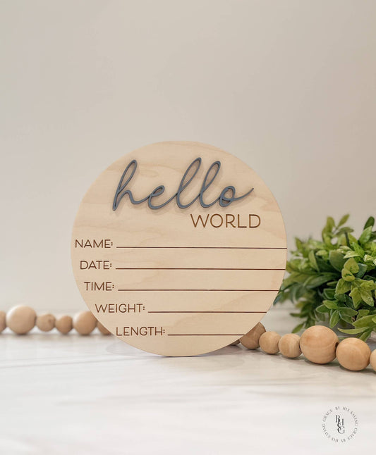 Birth Announcement Wood Sign - Slate Blue