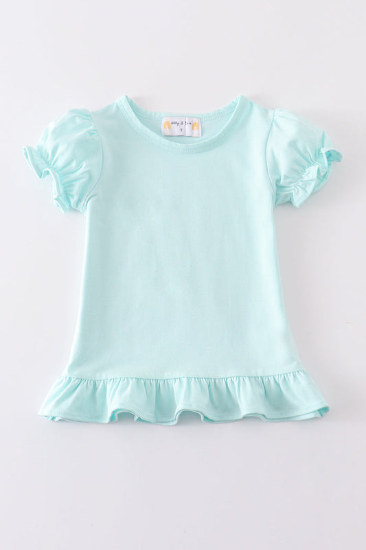 Eleanor Mint Basic Ruffle Top