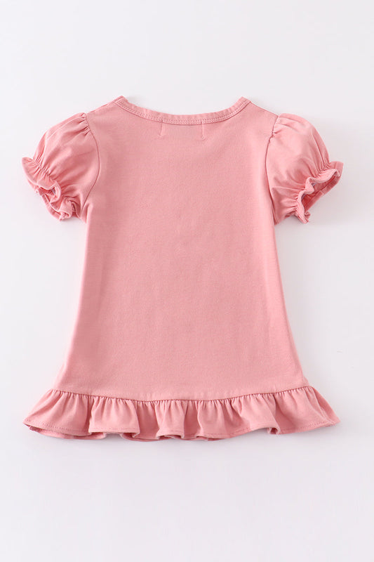 Eleanor Pink Basic Ruffle Top