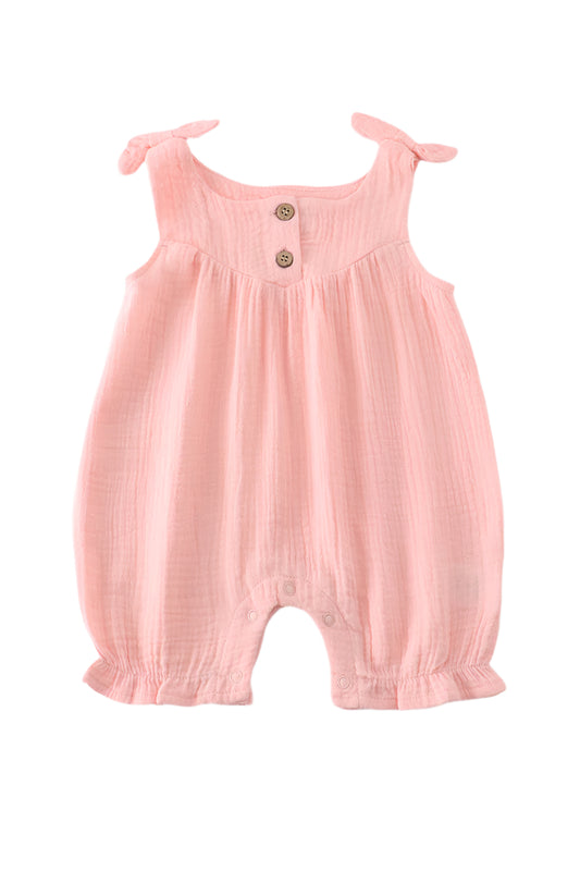 Pink Muslin Bow Bubble Romper