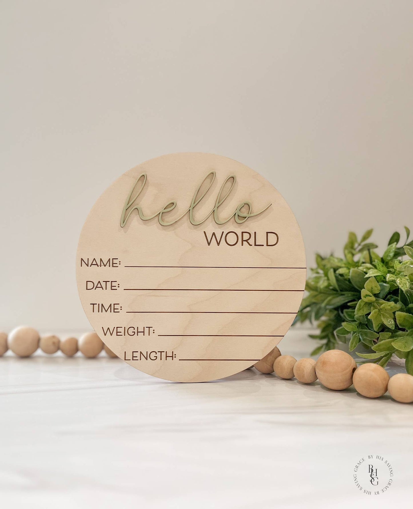 Birth Announcement Wood Sign - White