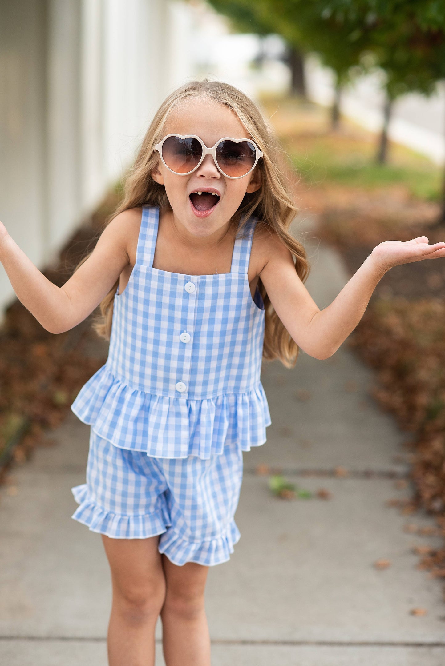 Riley Blue Check Gingham Short Set