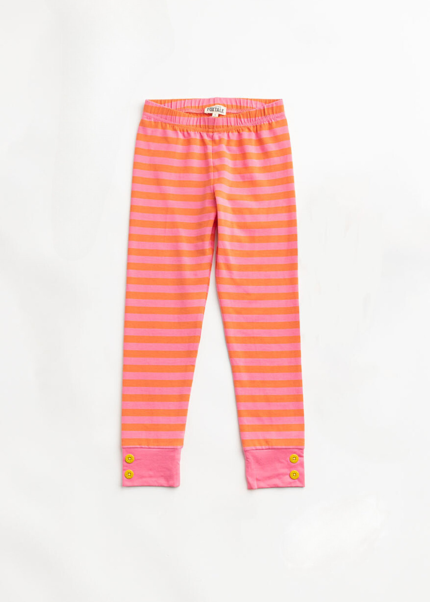 Pink and orange striped leggings on a white background