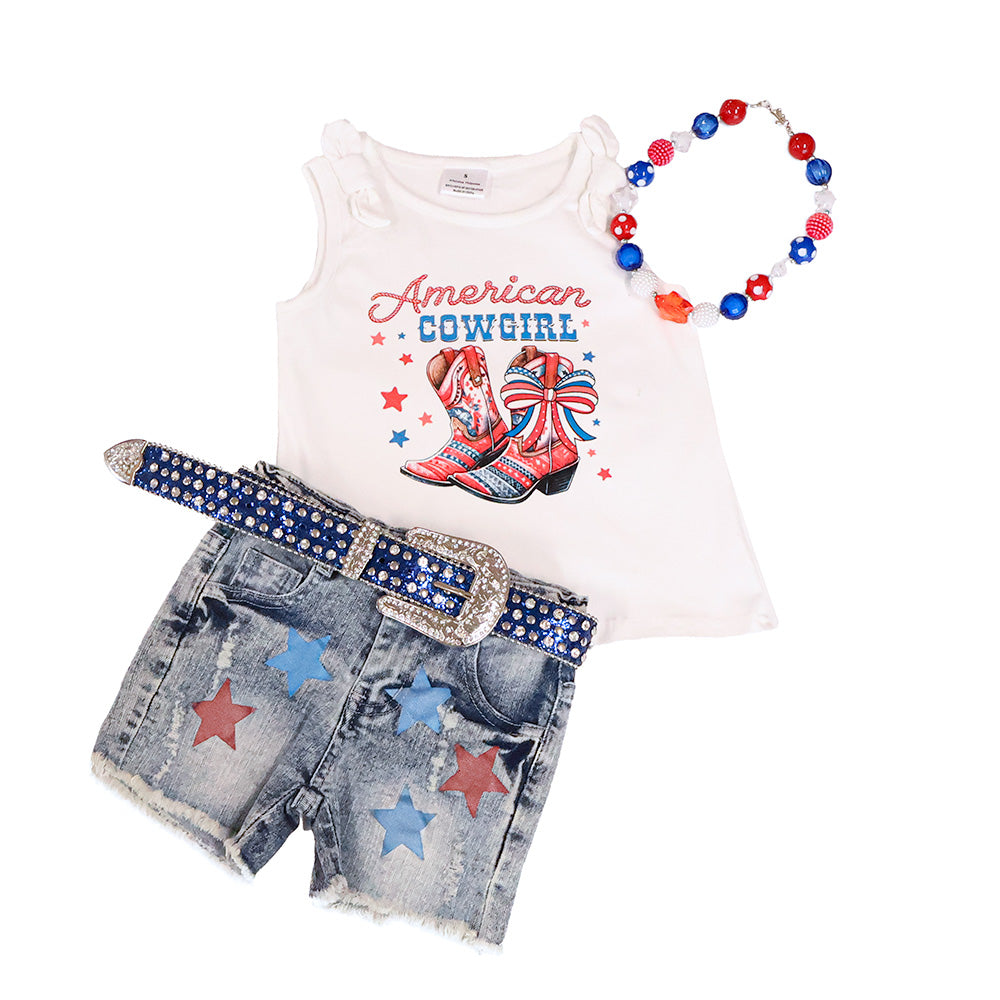 Josie American Cowgirl Denim Short Set