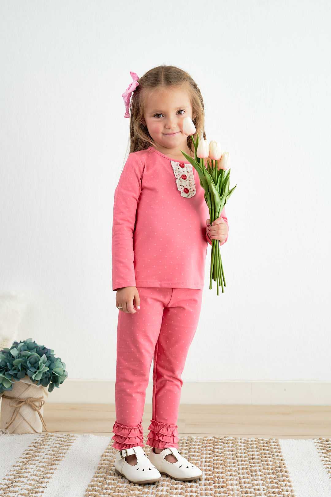 Pink Dot Ruffle Pants