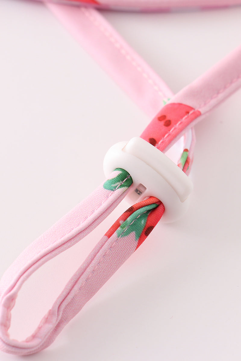White and Pink Stripe Strawberry Sun Hat