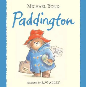 Hardcover Book cover of 'Paddington' featuring the titular character with a blue border.