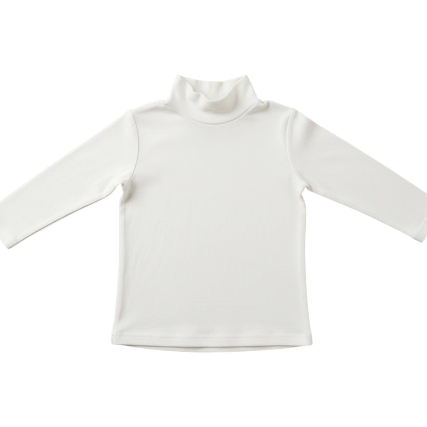 White mock turtleneck shirt on a white background