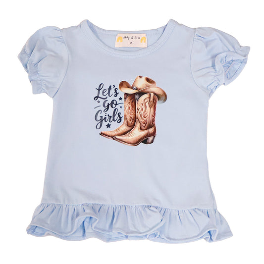 Eleanor Let's Go Girls Ruffle Sky Shirt