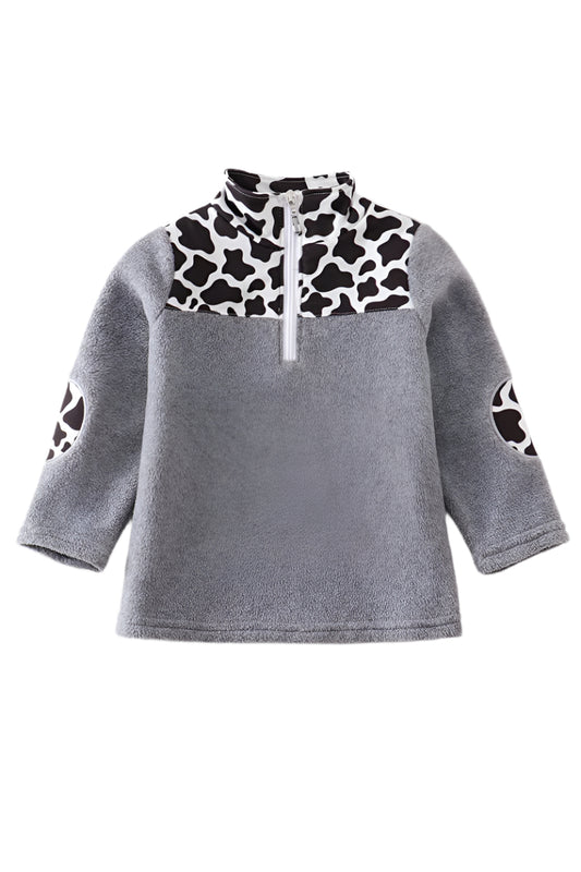 Gray fleece top front