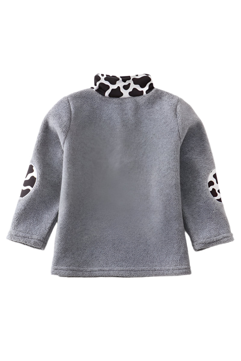 Gray fleece top back