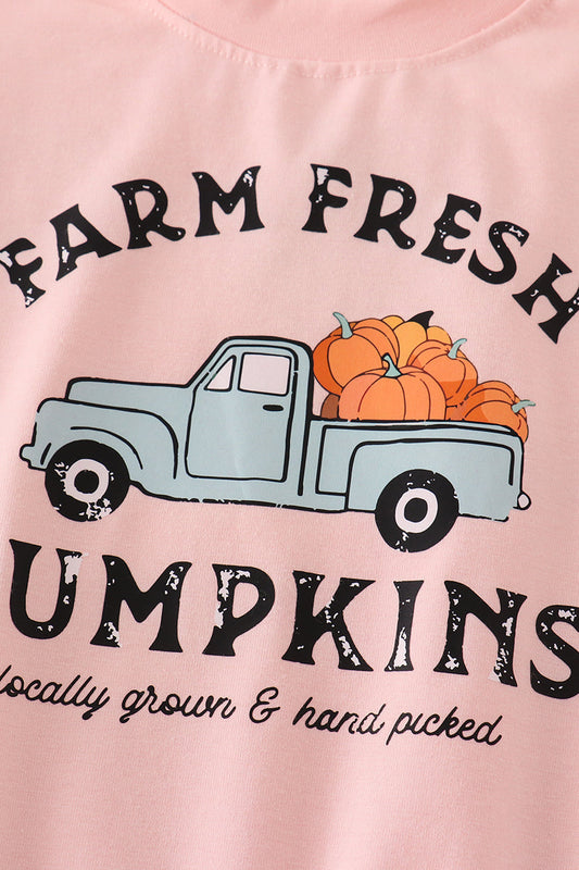 Long Sleeve Pink Fresh Pumpkins Top