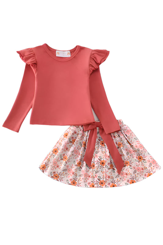 Floral Print Ruffle Skort Set