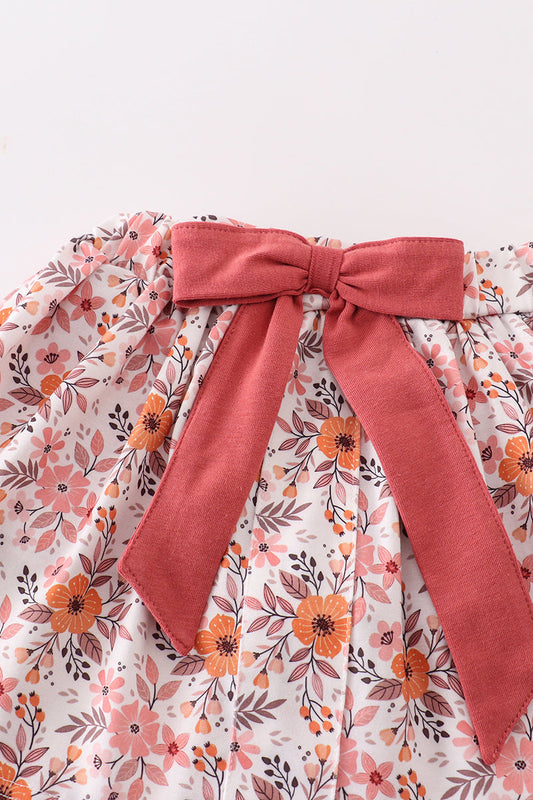 Floral Print Ruffle Skort Set