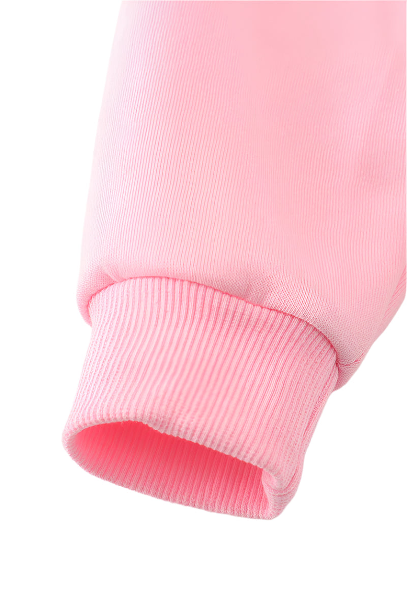 Pink Nutcracker Embroidery Fleece Sweatshirt