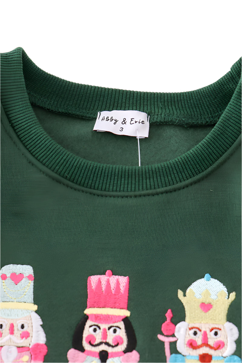 Green Nutcracker Embroidery Fleece Sweatshirt