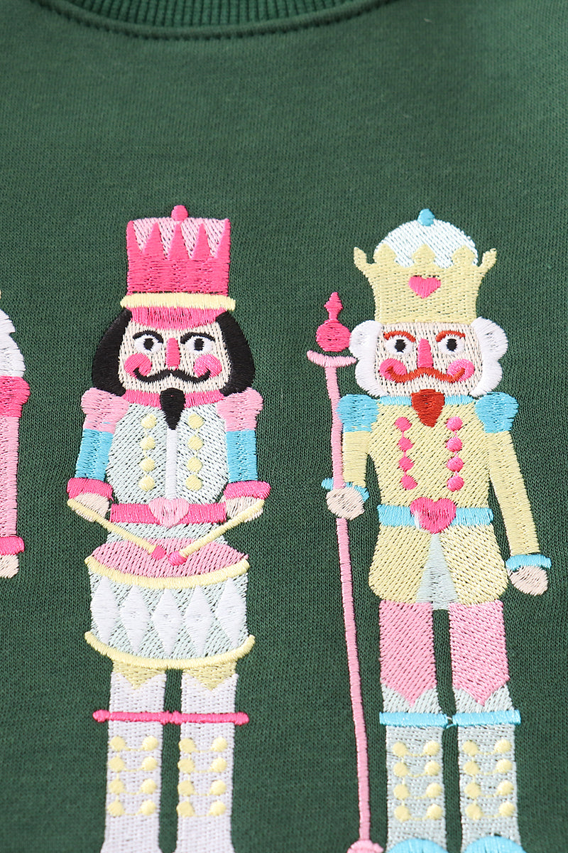 Green Nutcracker Embroidery Fleece Sweatshirt