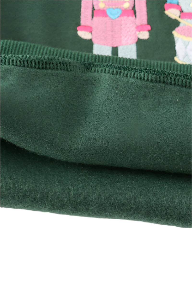 Green Nutcracker Embroidery Fleece Sweatshirt
