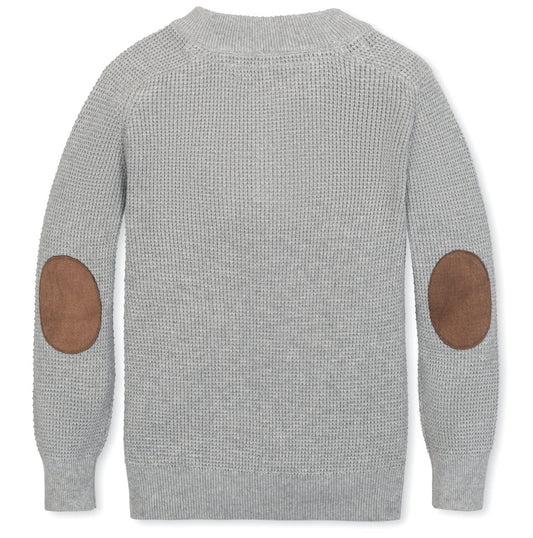 Oliver Organic Sweater Henley with Elbow Patches