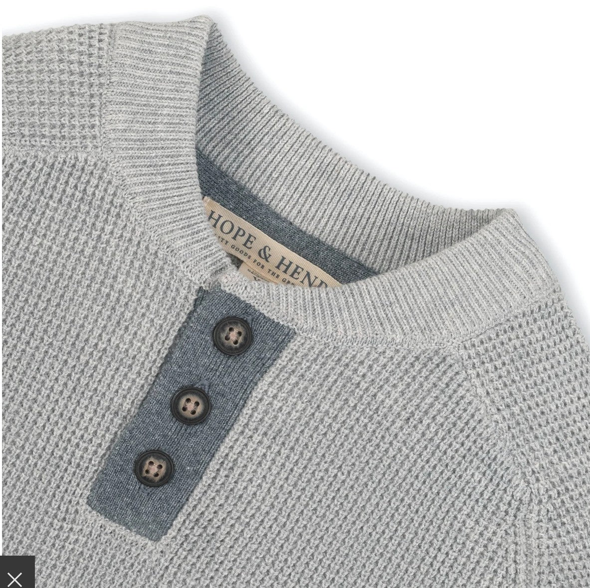 Oliver Organic Sweater Henley with Elbow Patches