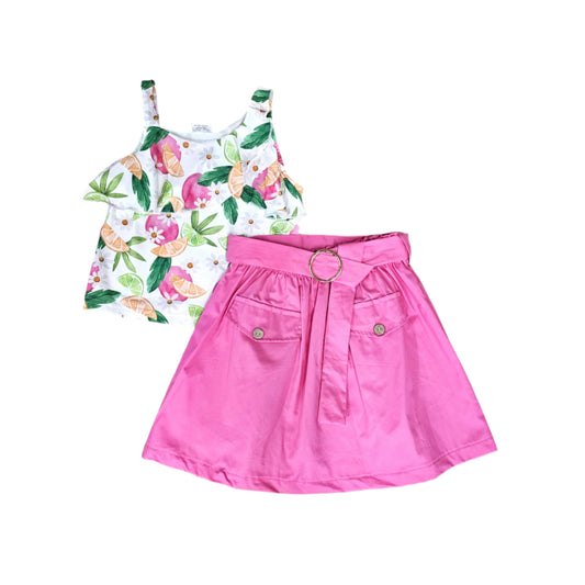 Pomegranate Lime Fold Over Skirt Set