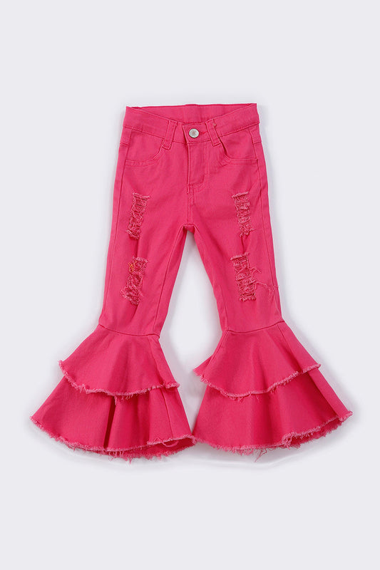 Avery Pink Double Layered Denim Jeans