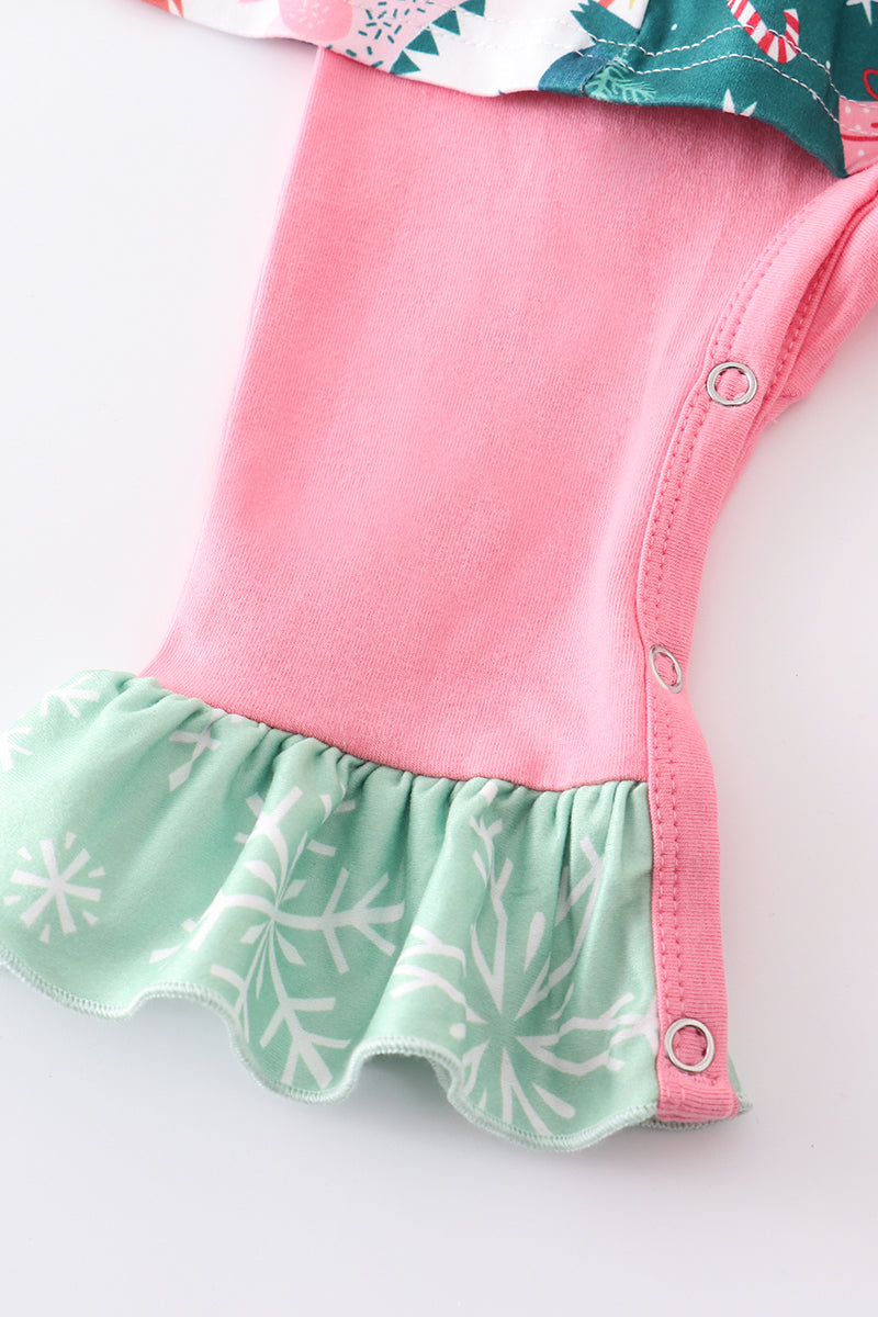 Green Ruffle Floral Romper