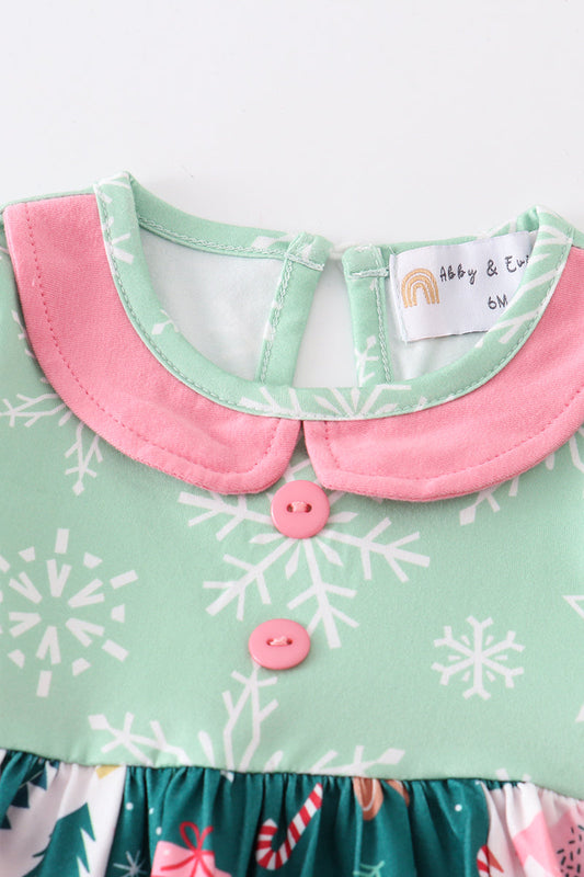Green Ruffle Floral Romper