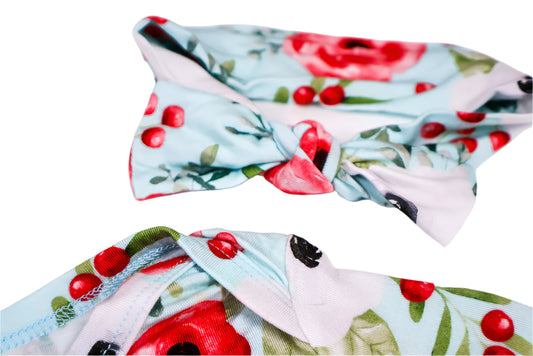 Red Floral Print Bamboo Gown