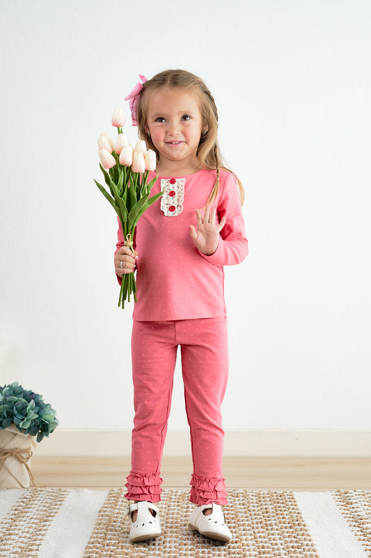 Pink Dot Ruffle Top